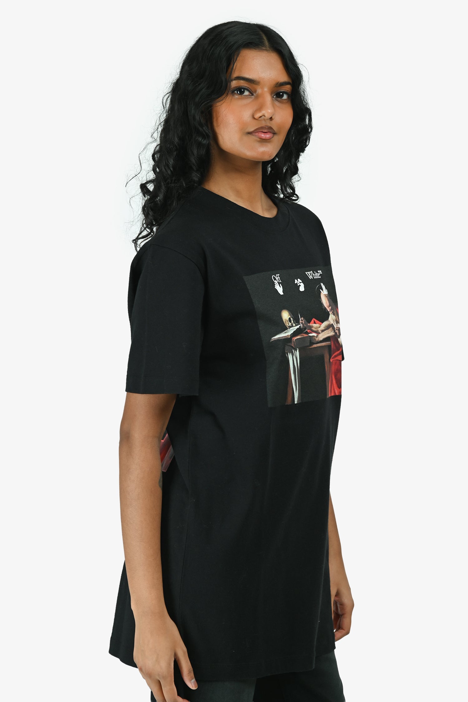 Off-White Black Cotton Graphic T-Shirt Size S Mens