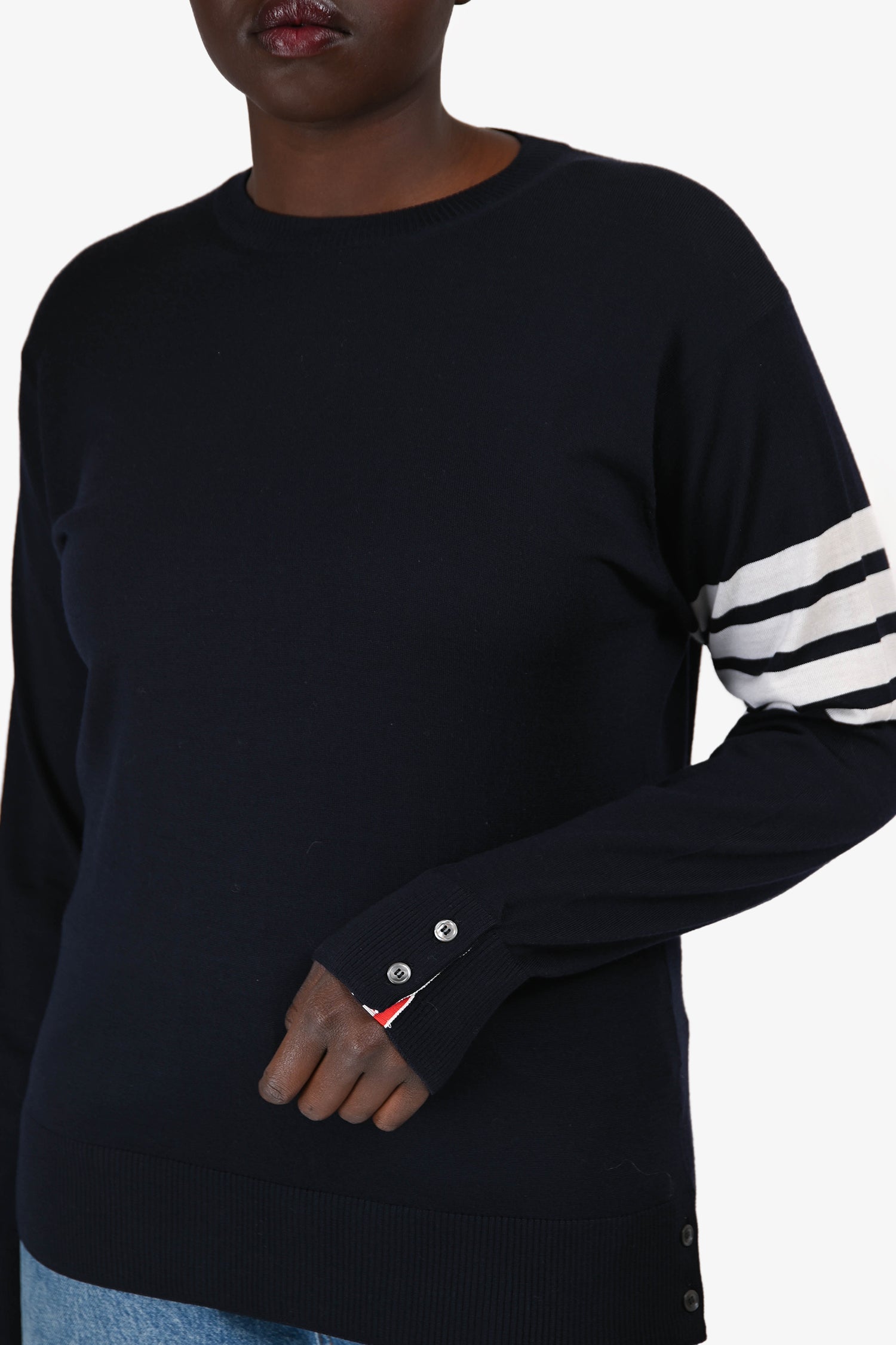 Thom Browne Navy/White Wool Sweater Size 3