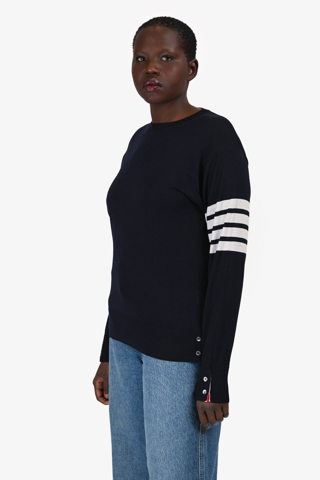 Thom Browne Navy/White Wool Sweater Size 3