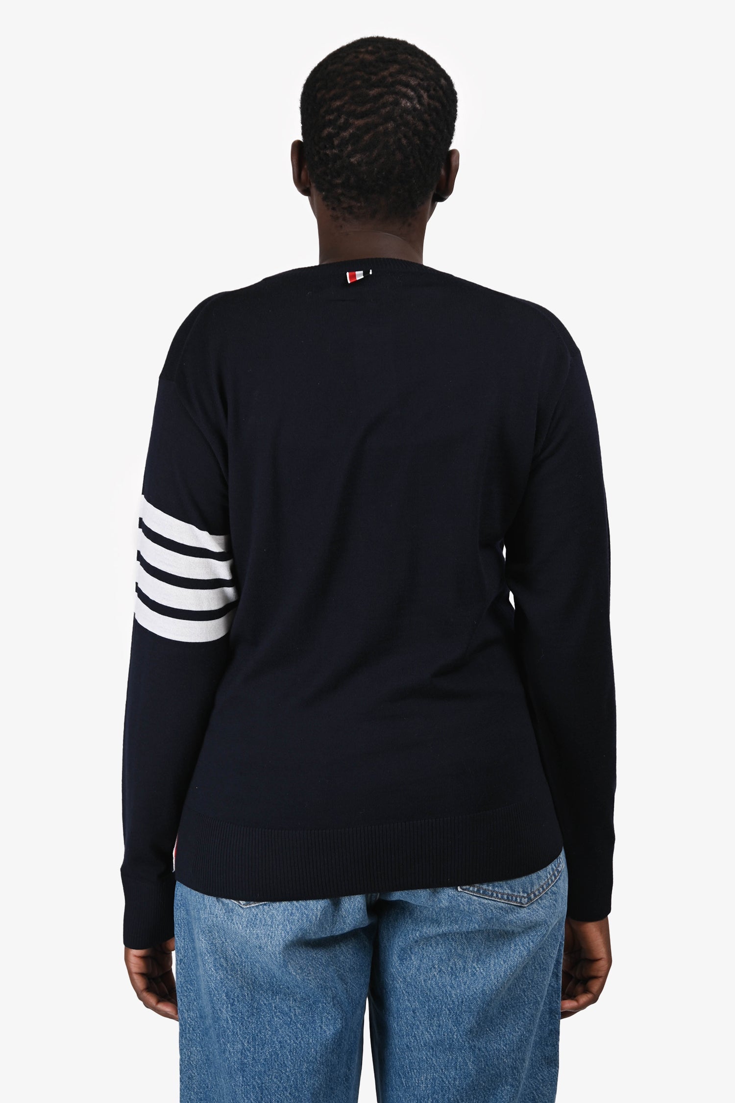 Thom Browne Navy/White Wool Sweater Size 3