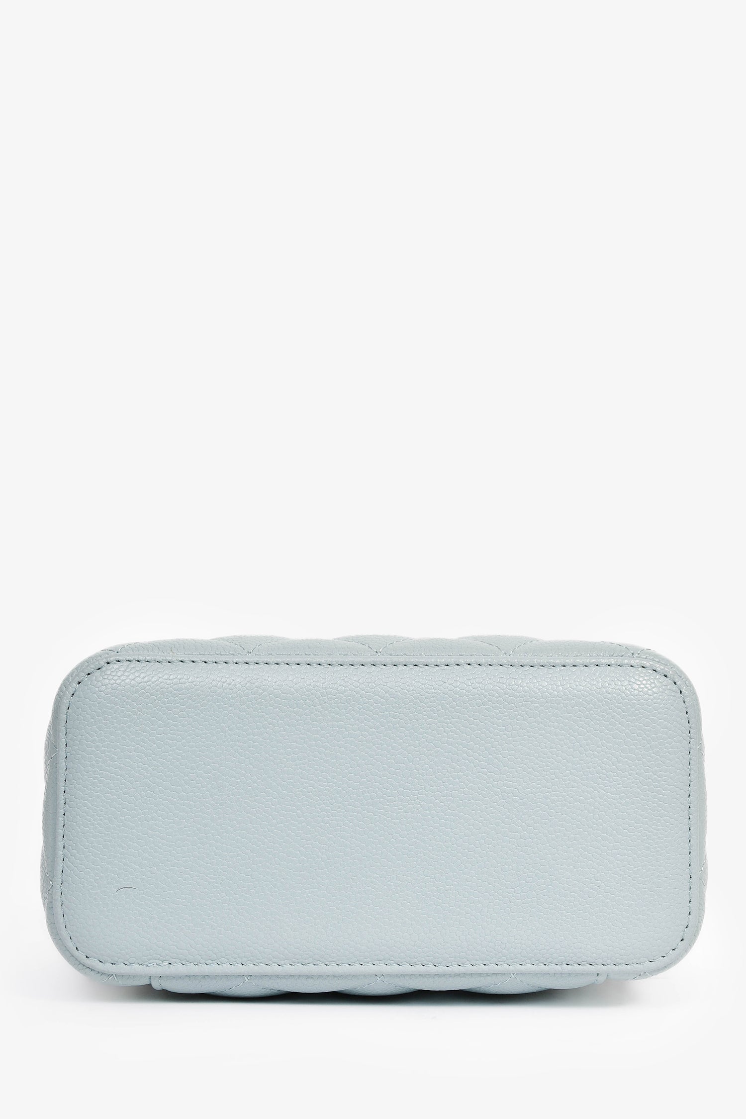 Pre-Loved Chanel™ 2021 Blue Caviar Leather Quilted CC Vanity Top Handle Bag