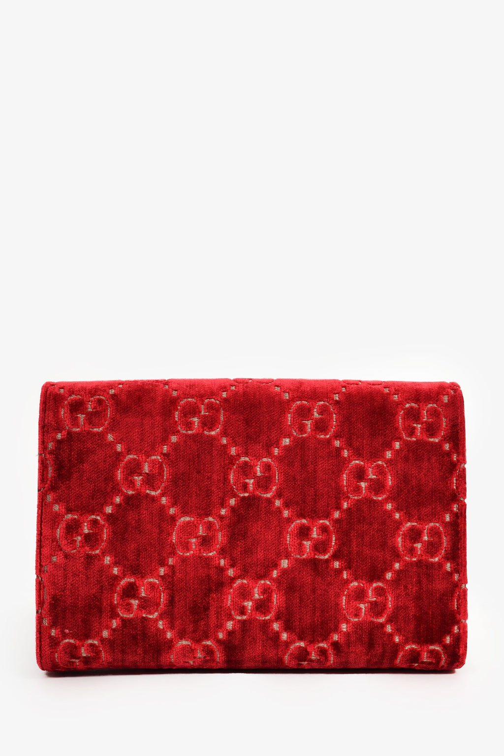 Gucci Red Velvet GG Supreme Monogram Small Dionysus Chain Shoulder Bag