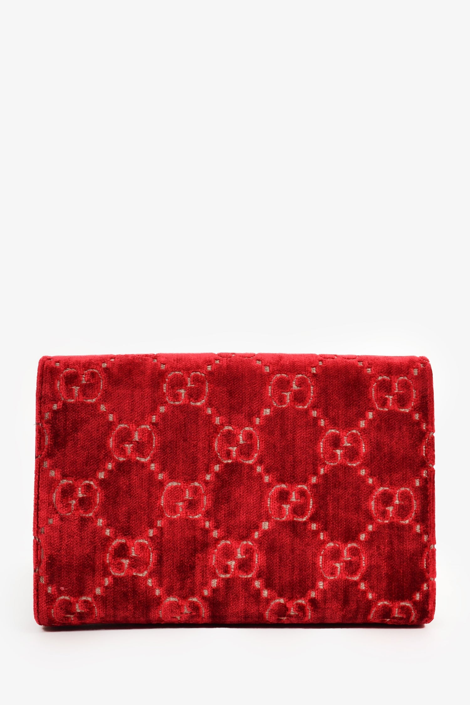 Gucci Red Velvet GG Supreme Monogram Small Dionysus Chain Shoulder Bag