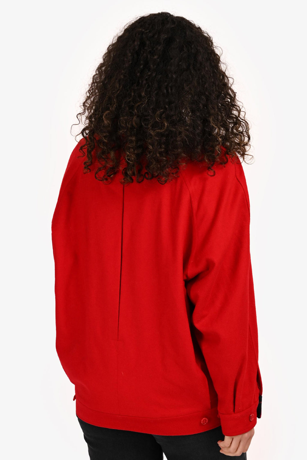 Burberrys Red Wool Collared Zippered Jacket Size 10