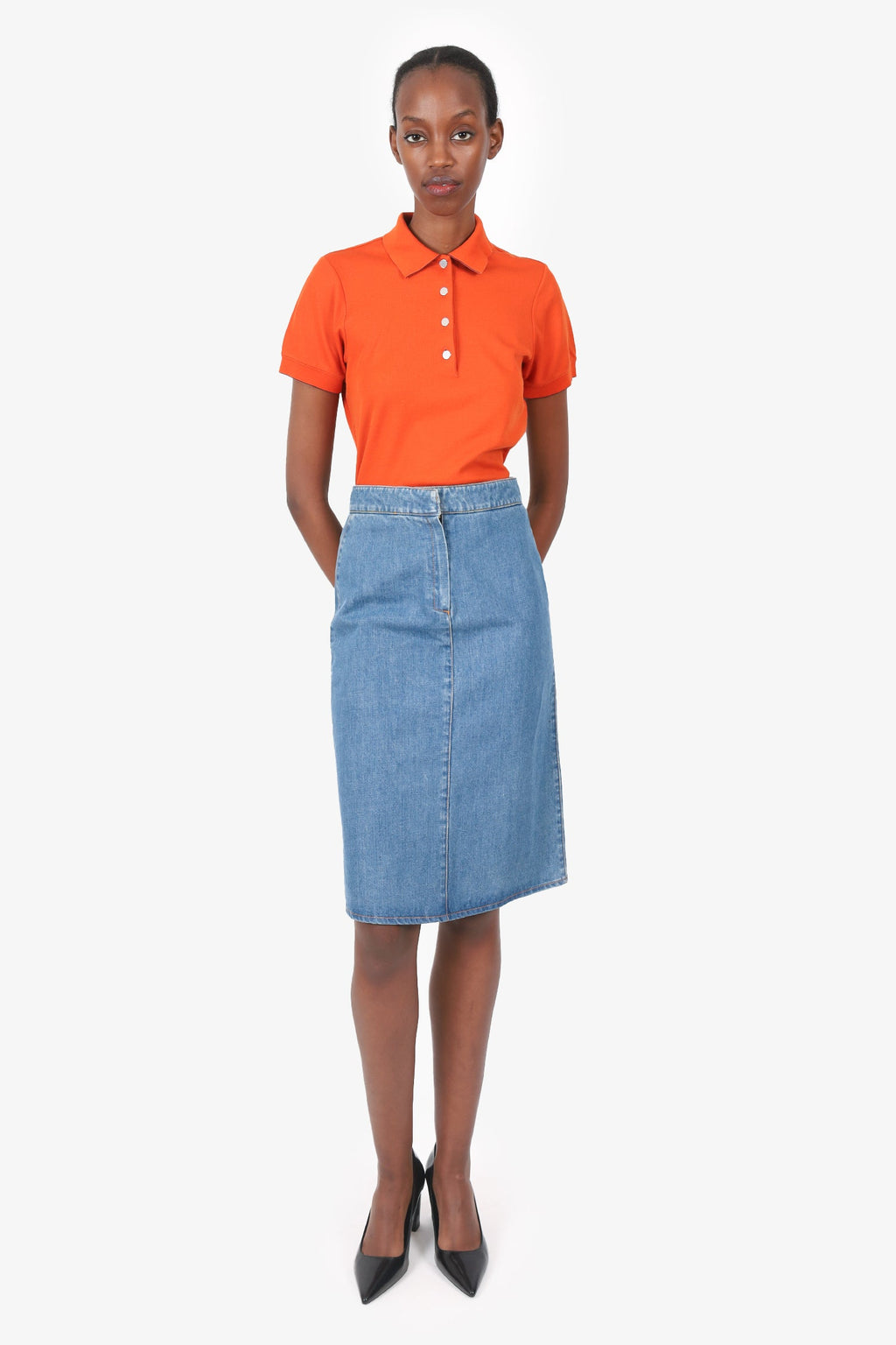 Stella McCartney Blue Denim Knee Length Skirt size 26