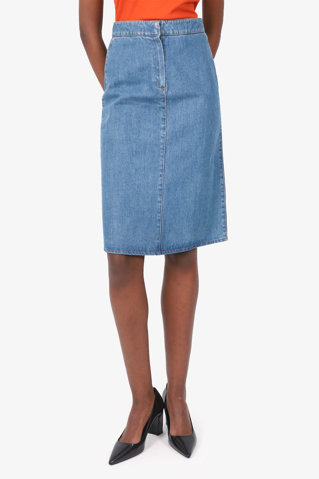 Stella McCartney Blue Denim Knee Length Skirt size 26