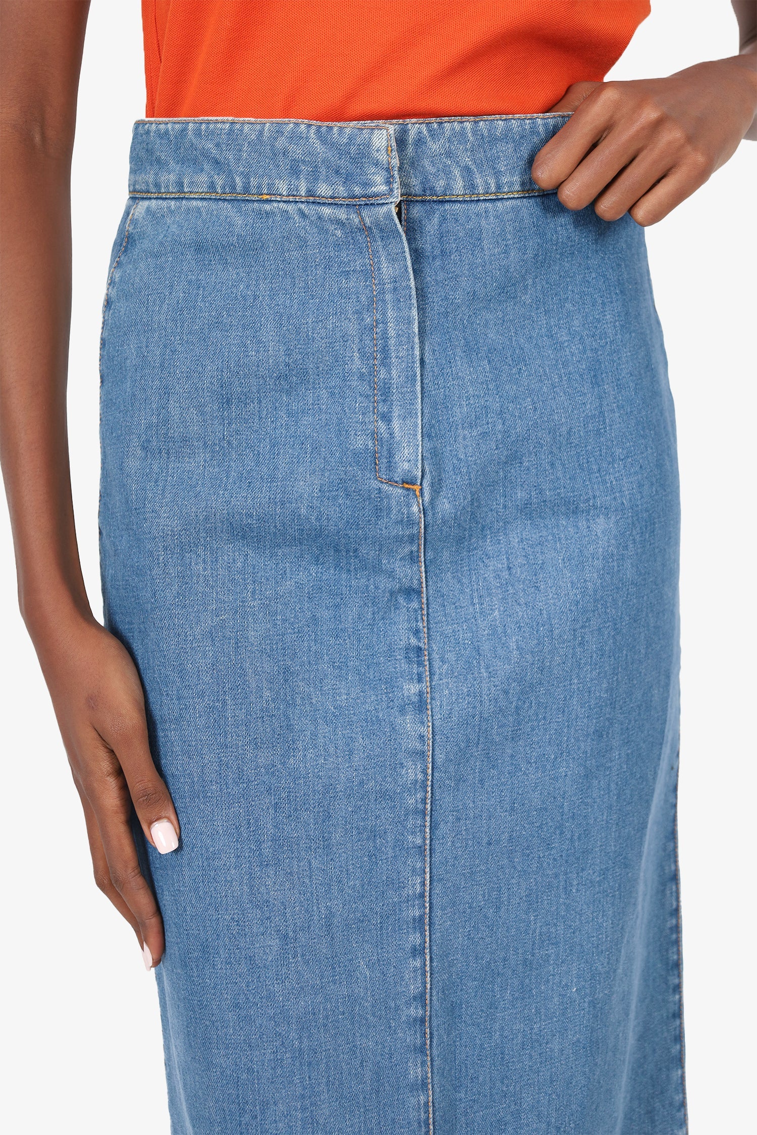 Stella McCartney Blue Denim Knee Length Skirt size 26