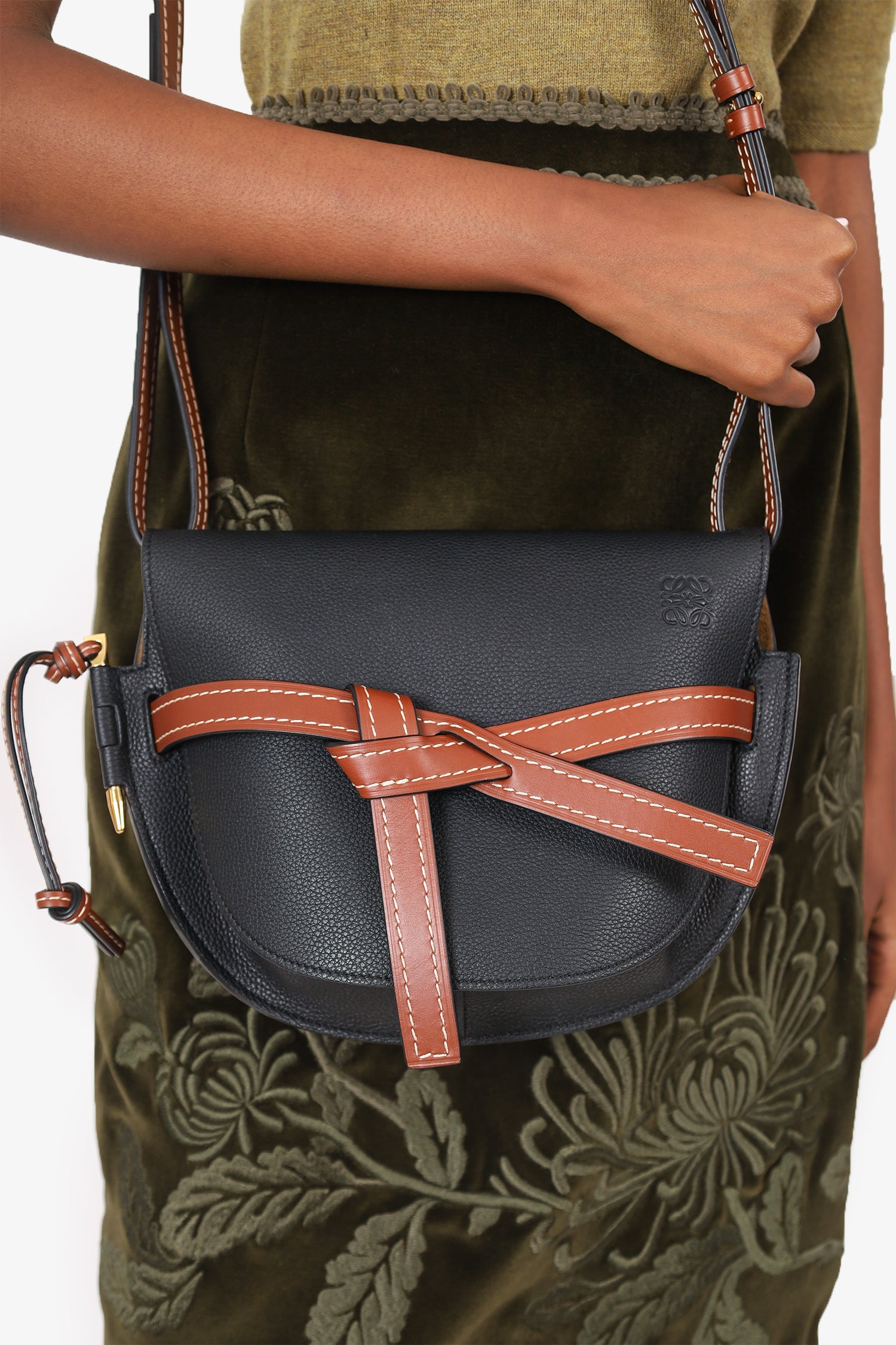 Loewe Black/Brown Leather 'Gate' Crossbody Bag