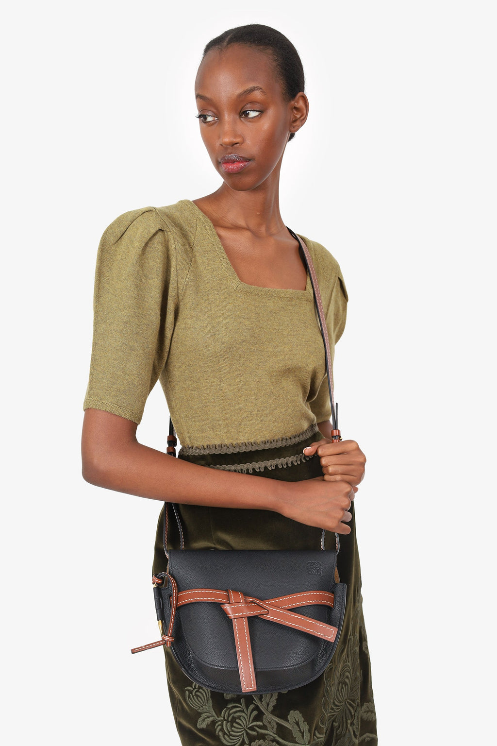 Loewe Black/Brown Leather 'Gate' Crossbody Bag