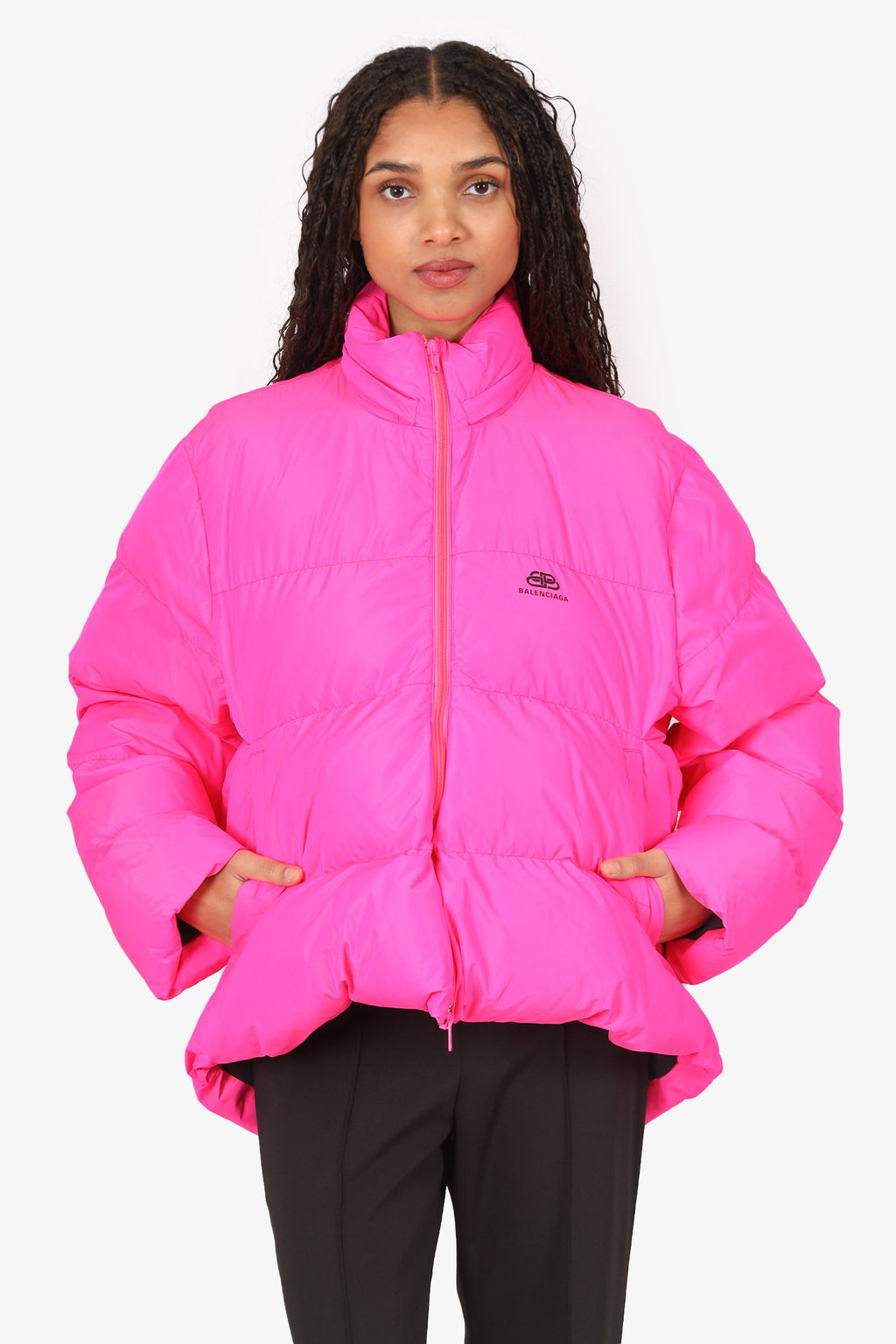 Balenciaga Pink C-Shape Puffer Coat Size 34