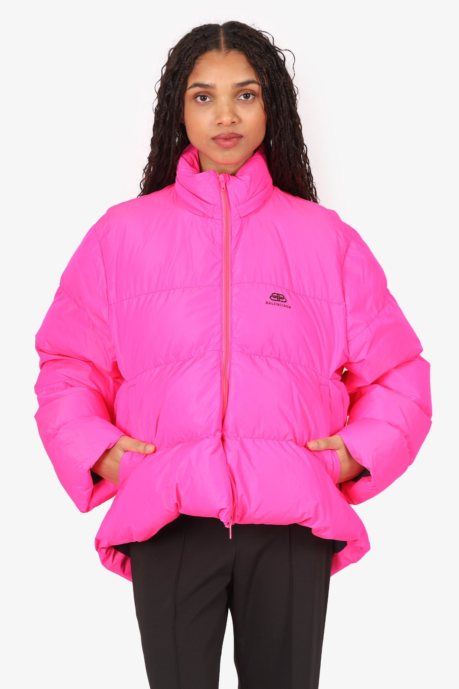 Balenciaga Pink C-Shape Puffer Coat Size 34
