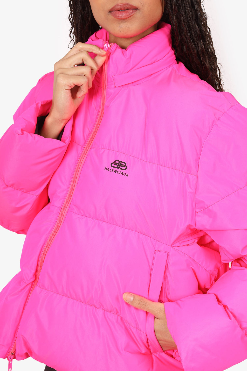 Balenciaga Pink C-Shape Puffer Coat Size 34