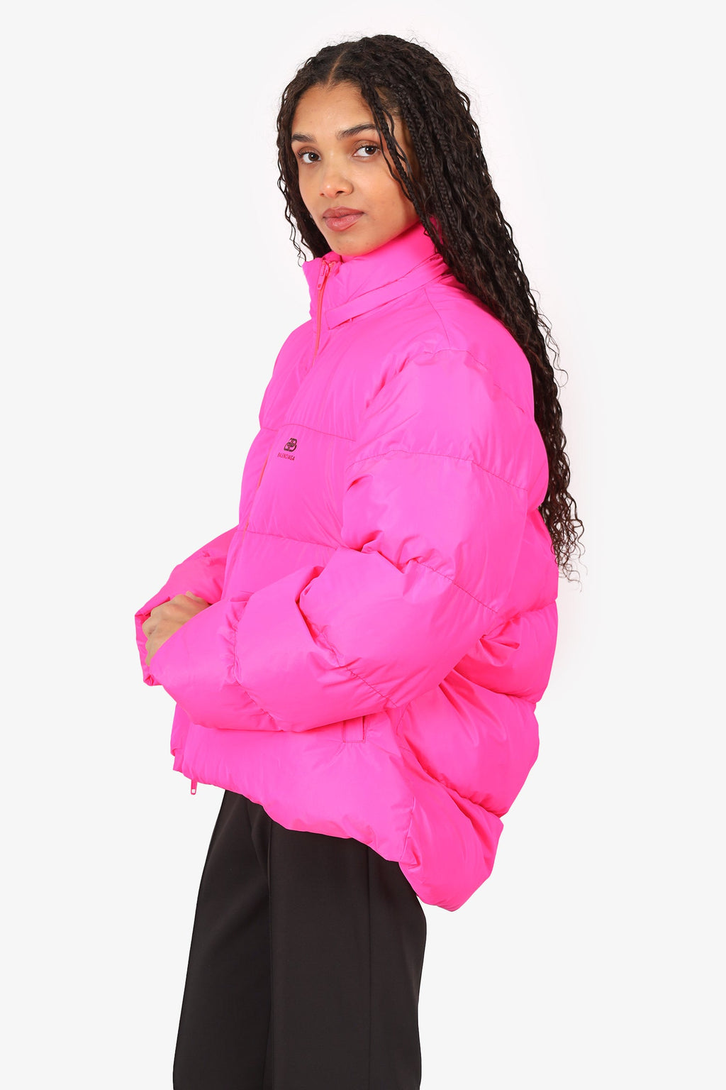 Balenciaga Pink C-Shape Puffer Coat Size 34