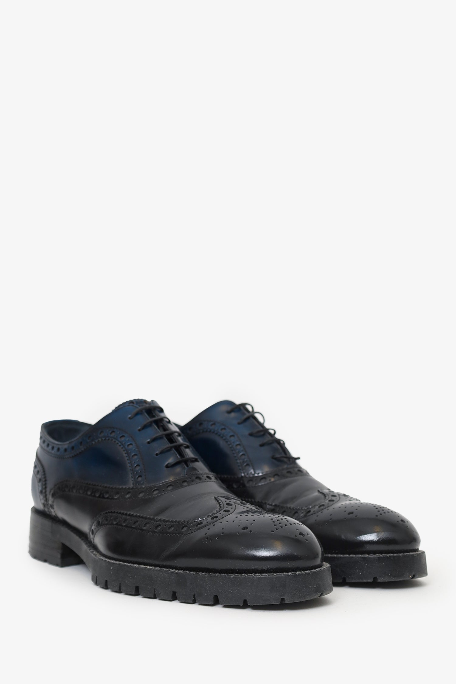 Louis Vuitton Blue/Black Leather Oxford Shoes Size 7.5 Mens