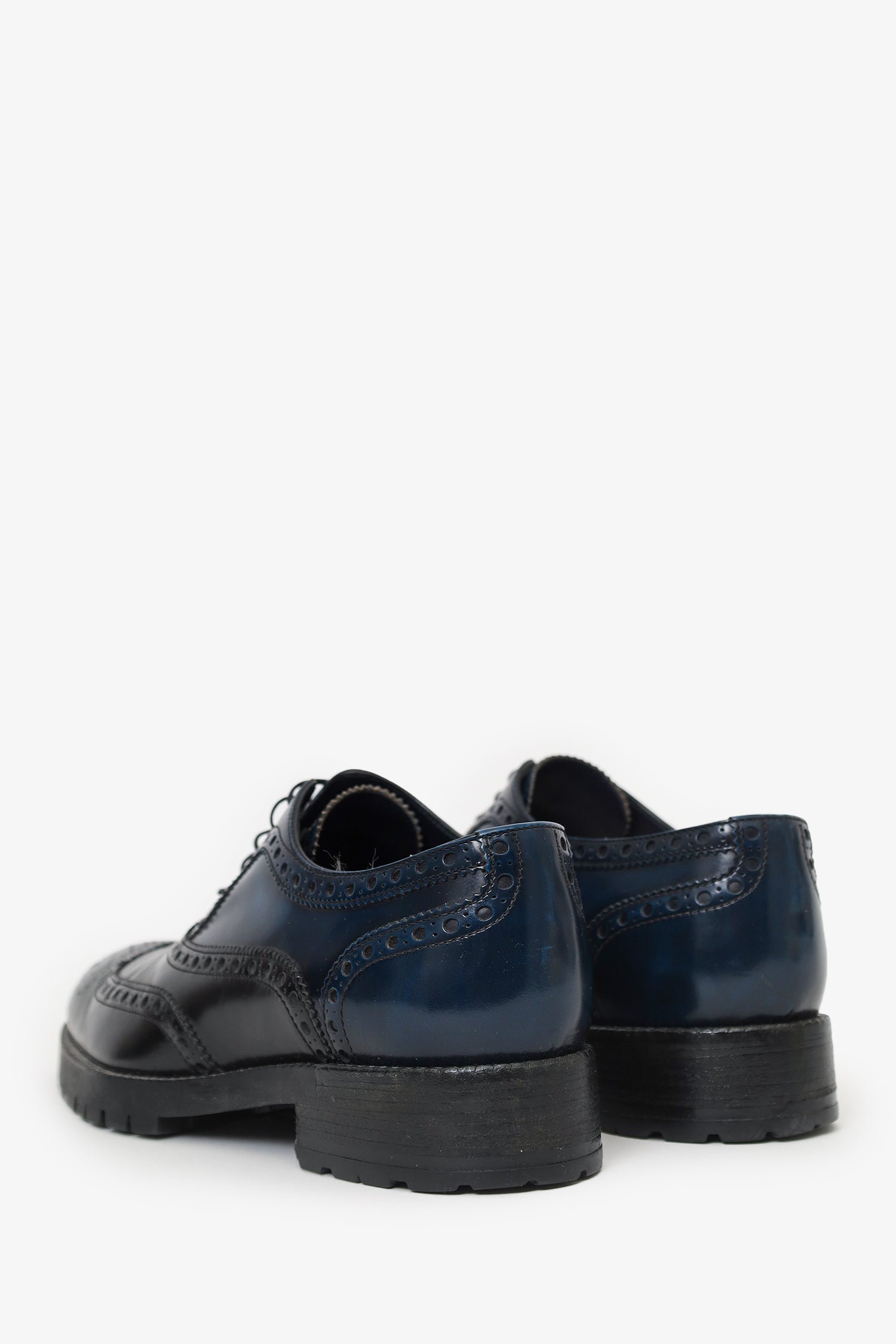 Louis Vuitton Blue/Black Leather Oxford Shoes Size 7.5 Mens