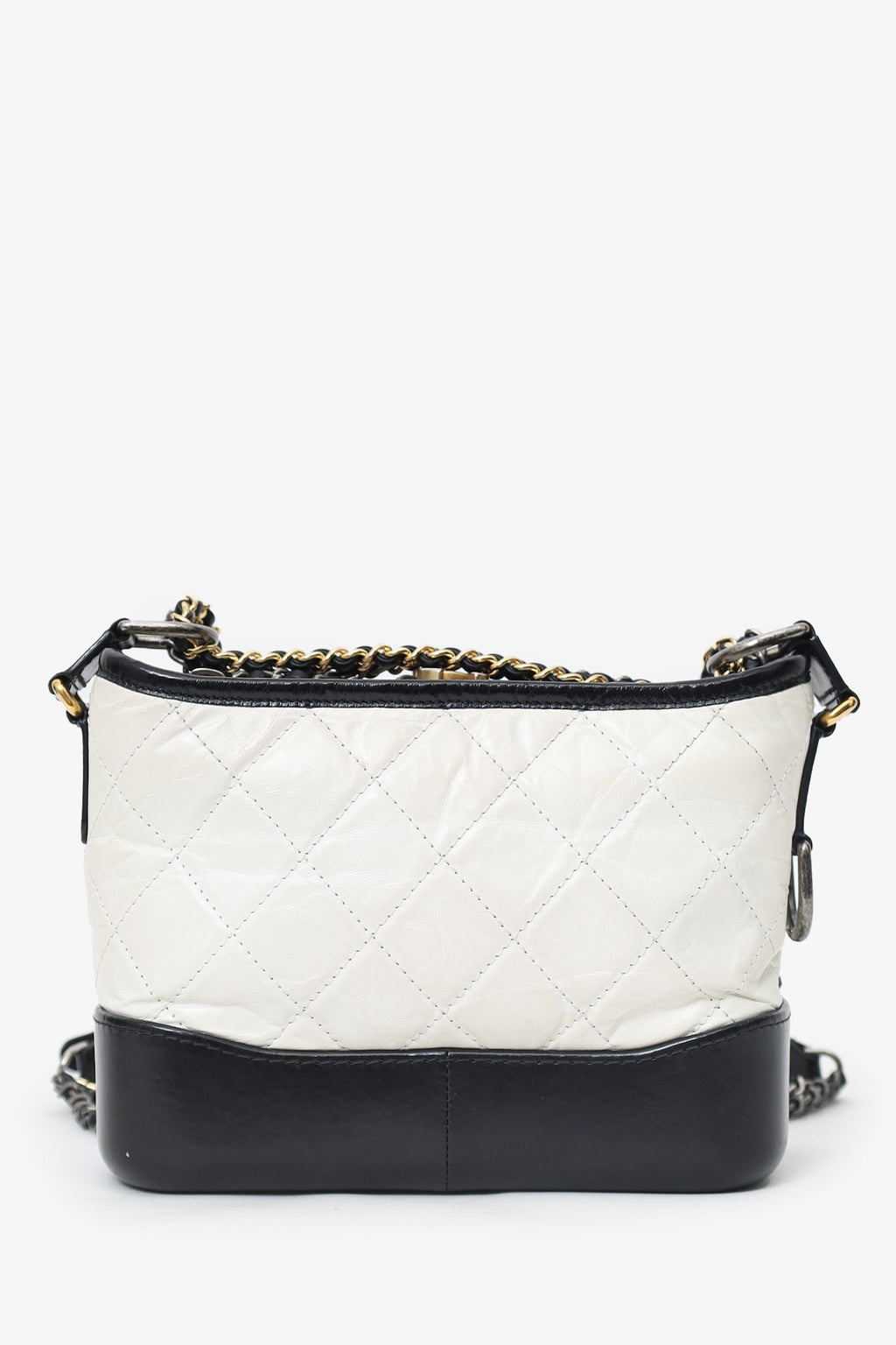 Pre-Loved Chanel™ 2016-2017 Black/White Lambskin Leather Small Gabrielle Bag
