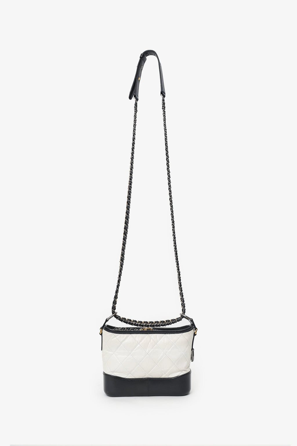 Pre-Loved Chanel™ 2016-2017 Black/White Lambskin Leather Small Gabrielle Bag