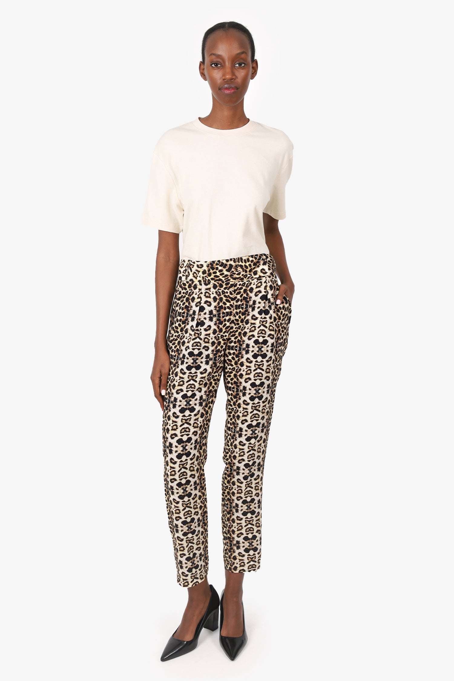 A.L.C. Leopard Print Silk Slim Leg Pants size 8