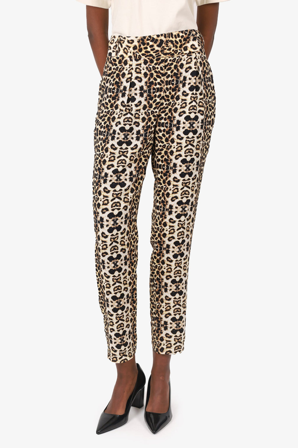 A.L.C. Leopard Print Silk Slim Leg Pants size 8