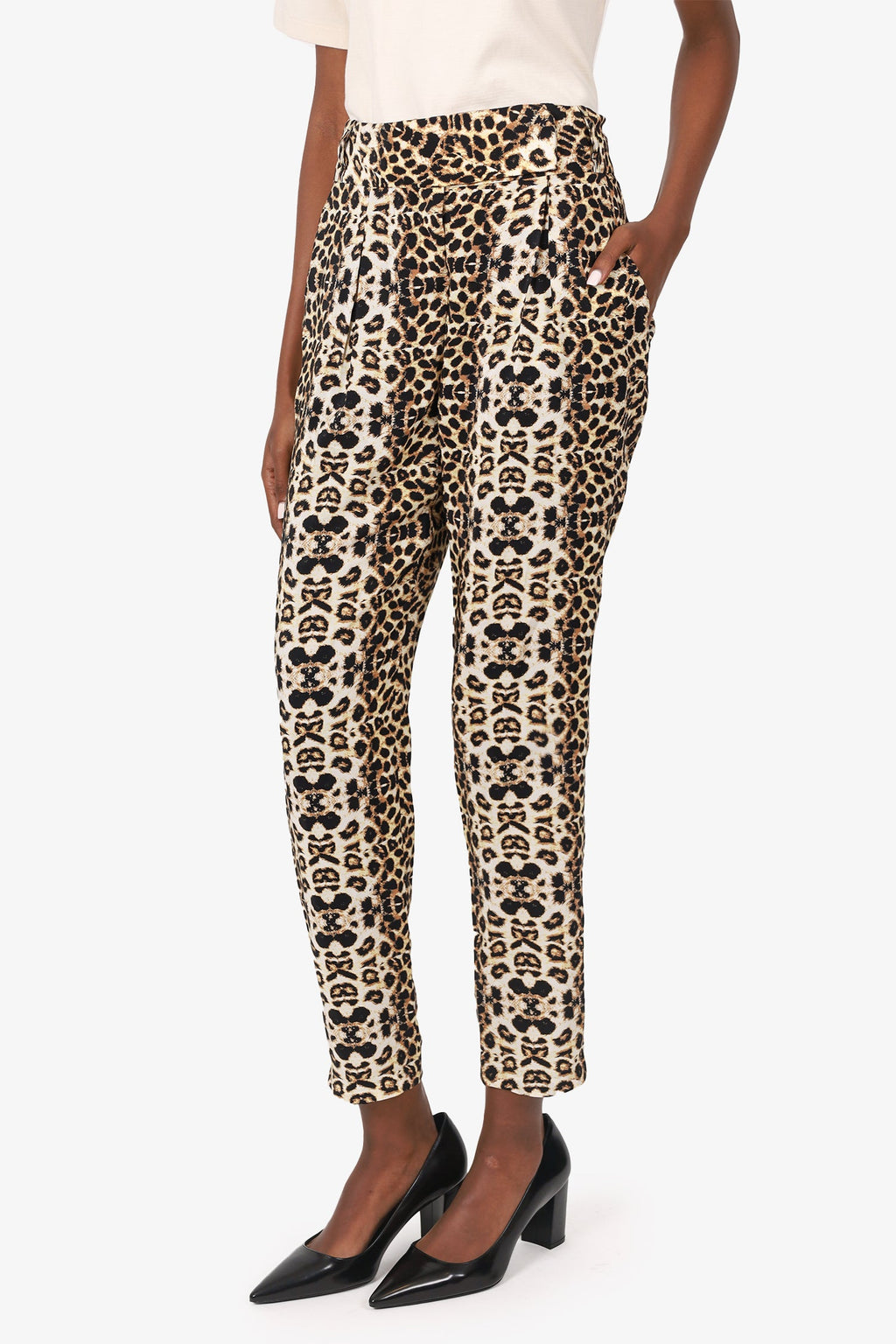 A.L.C. Leopard Print Silk Slim Leg Pants size 8