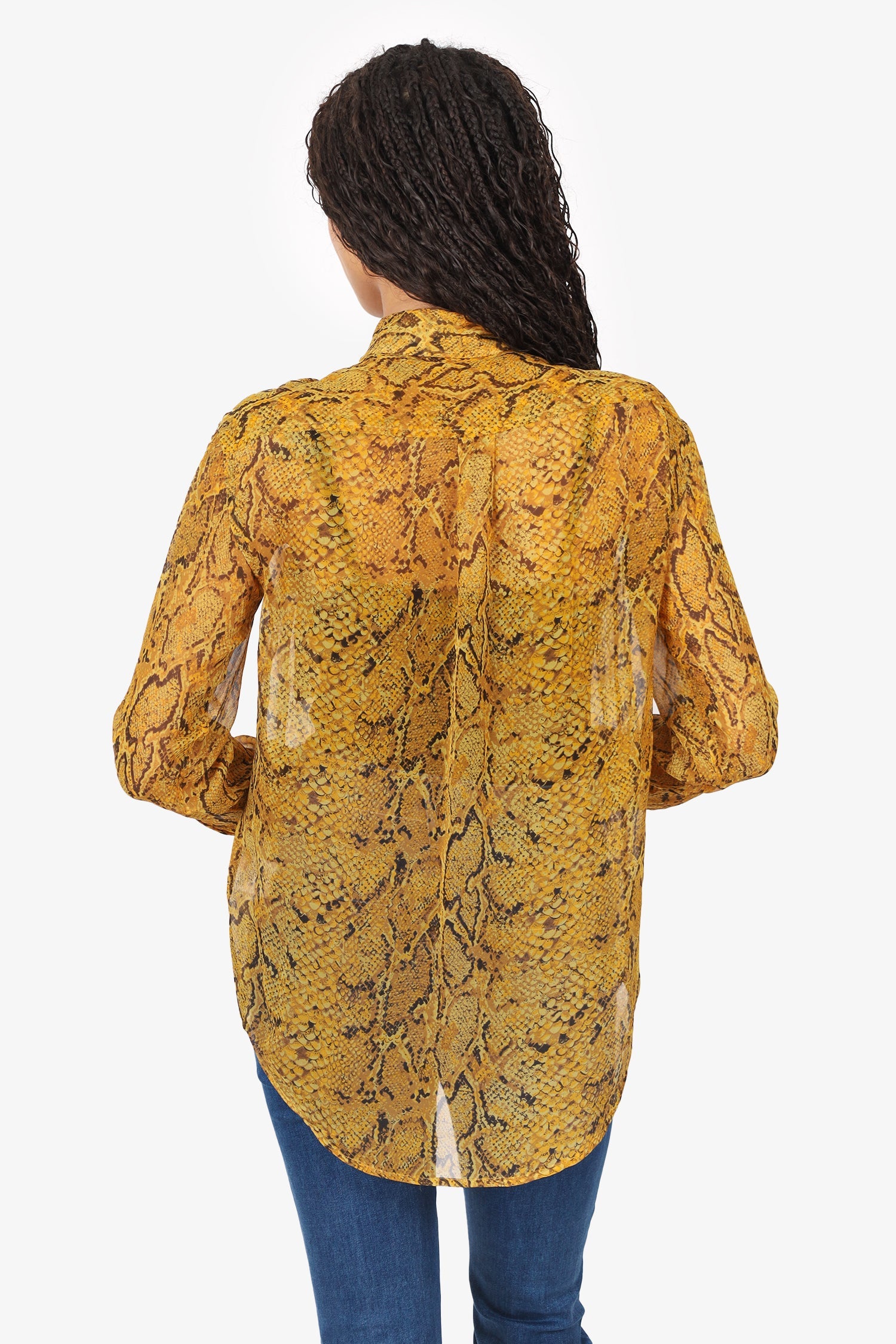 Equipments Yellow Silk Snake Print Button Up Shirt size XS