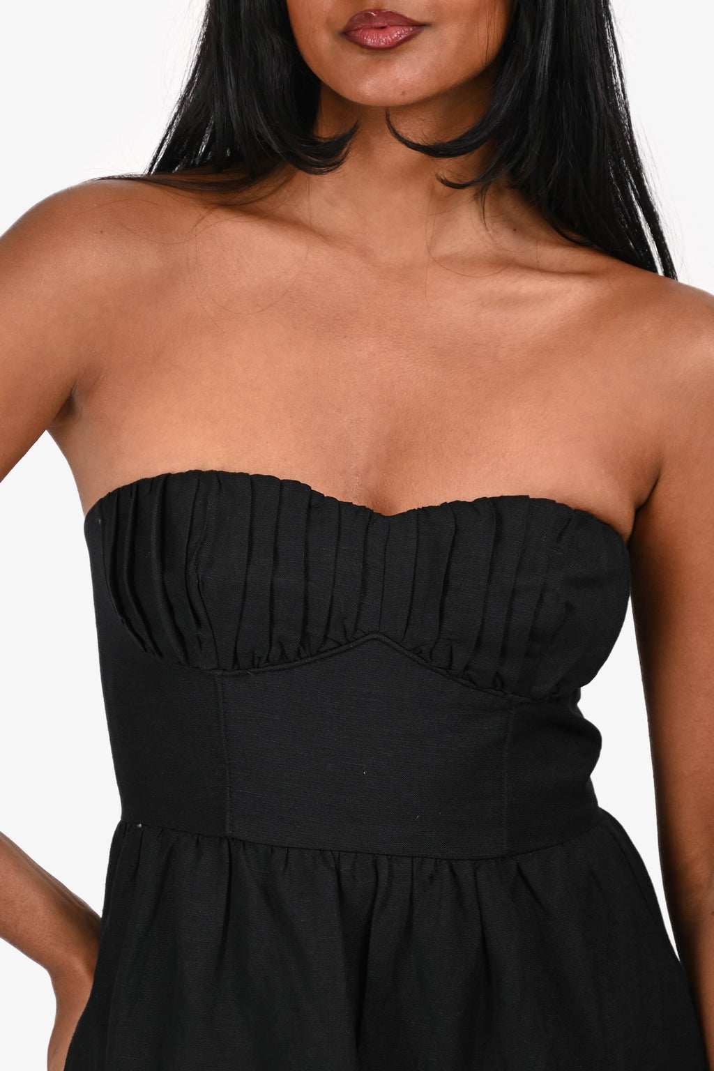 Shona Joy Black Linen Sleeveless Tiered Maxi Dress Size 2
