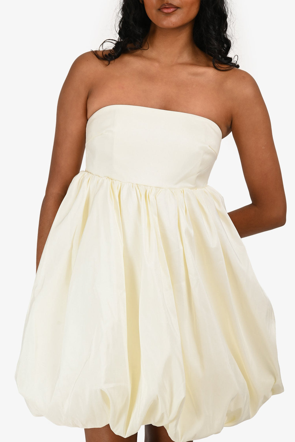 Malina White Strapless Bubble Hem Mini Dress Size XS
