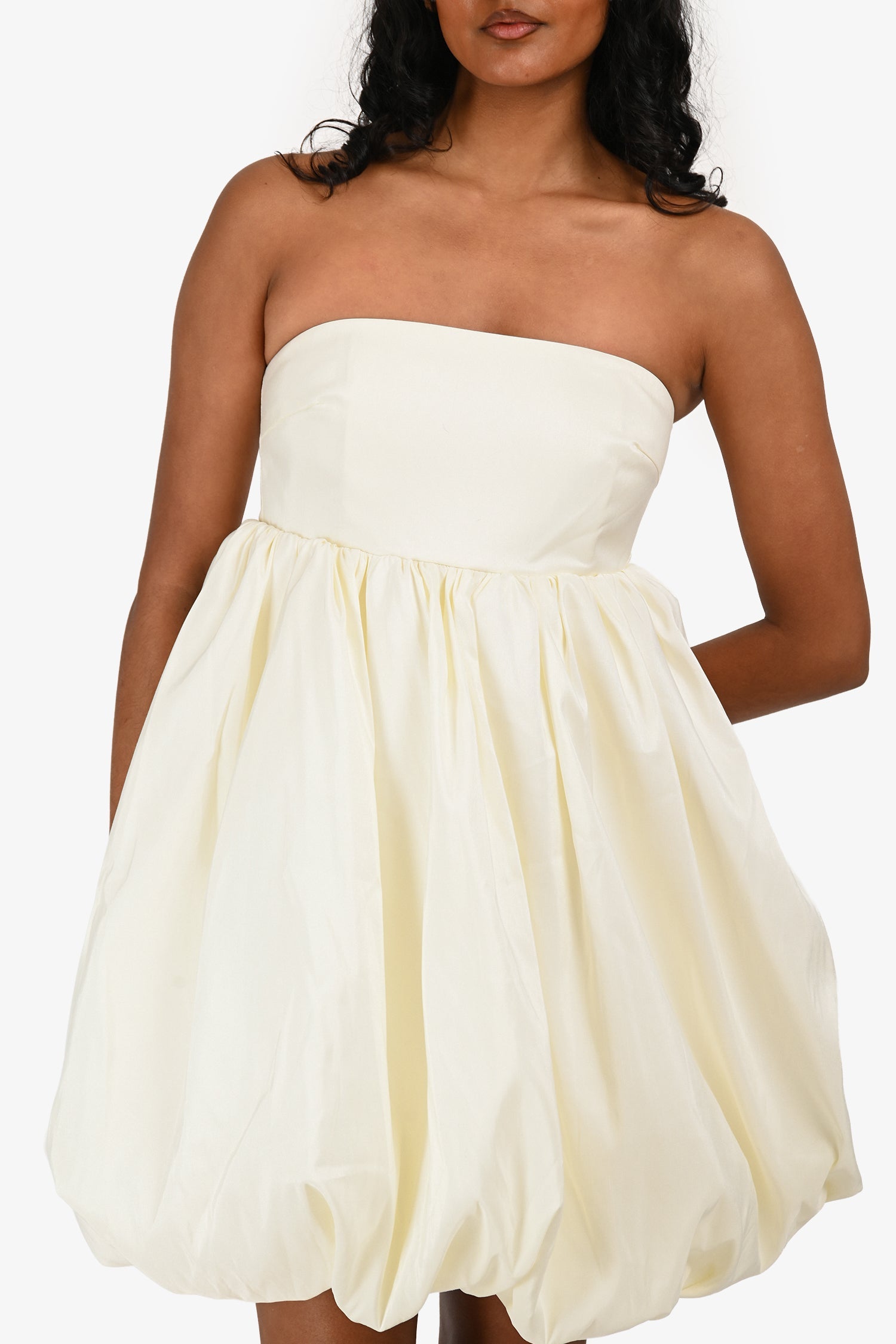 Malina White Strapless Bubble Hem Mini Dress Size XS