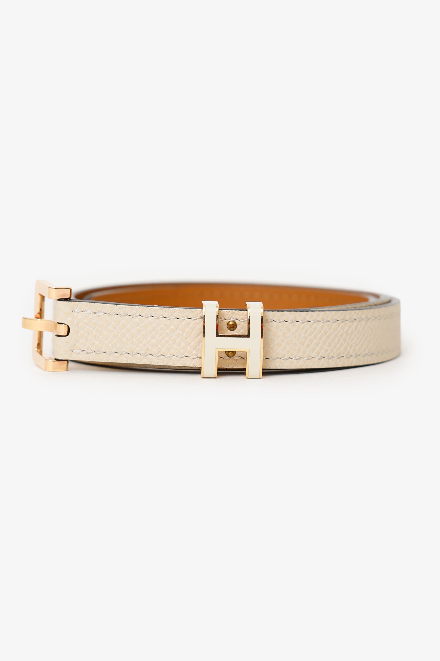 Hermes Ivory Leather H Pop Belt Size 70