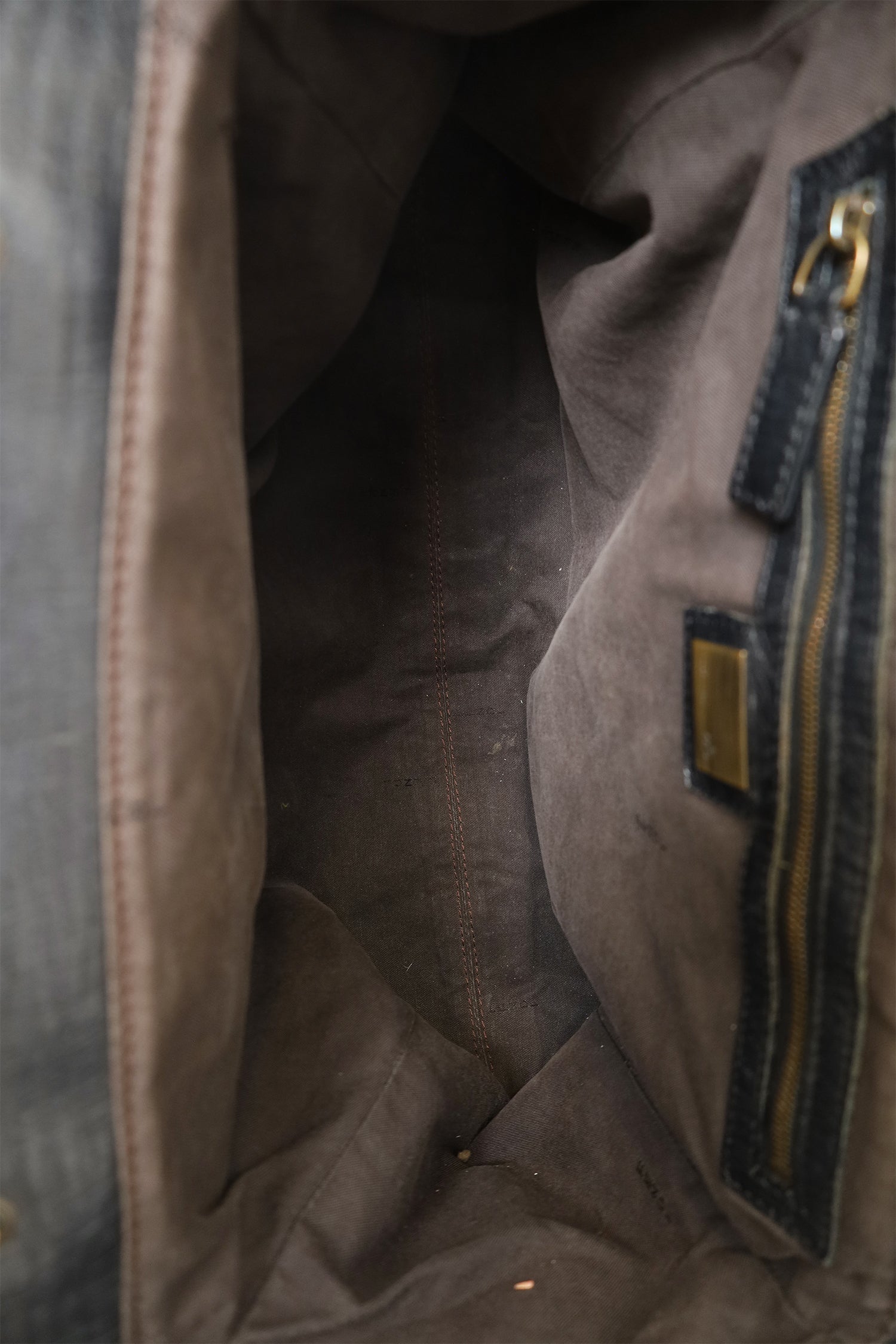 Fendi Black/Tobacco Velvet and Leather Medium Chef De Jour Bag
