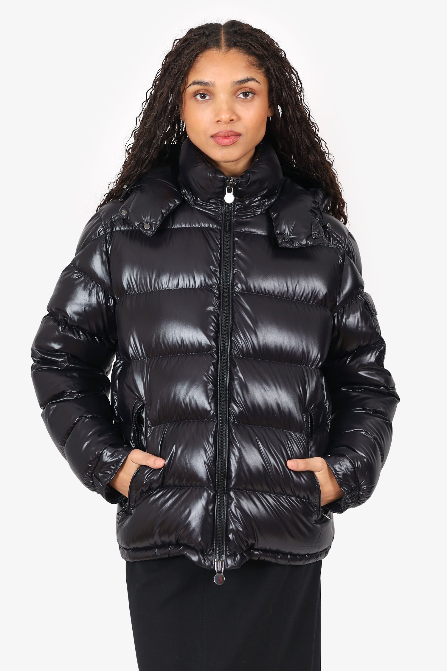 Moncler Black Down Puffer Jacket with Hood size 3