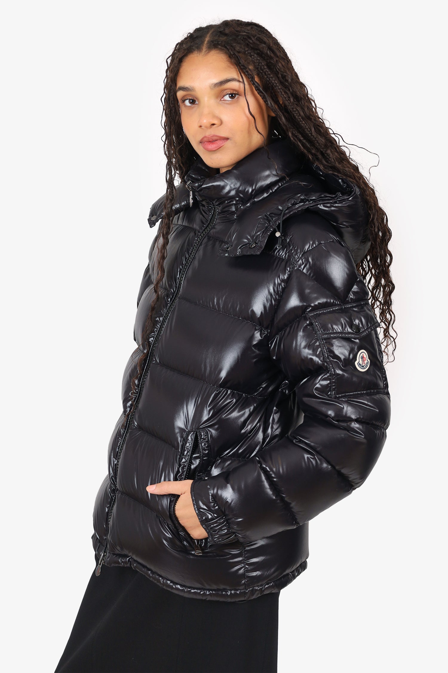 Moncler Black Down Puffer Jacket with Hood size 3