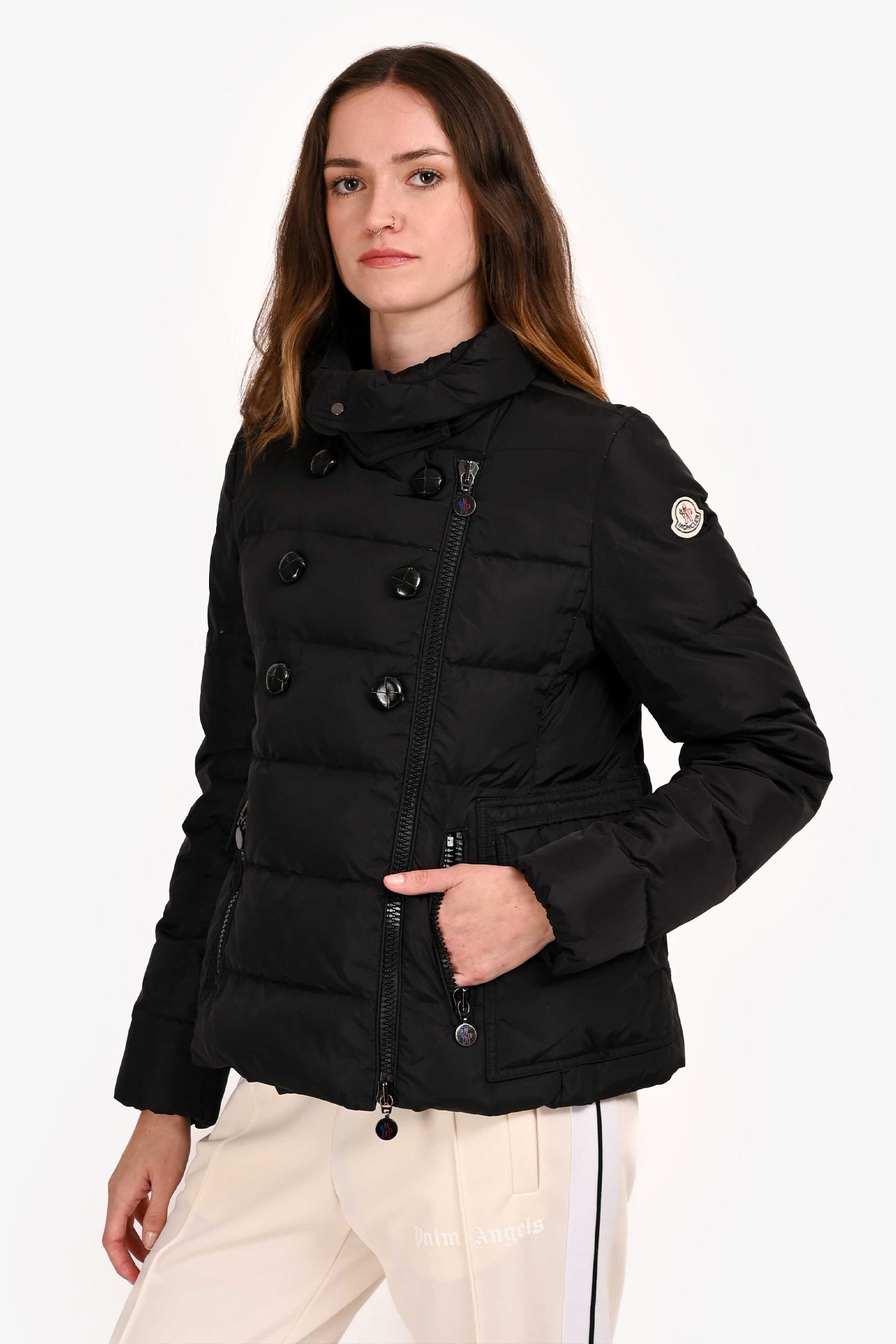 Moncler Black Daim Giubbotto Double Breasted Down Jacket Size 1