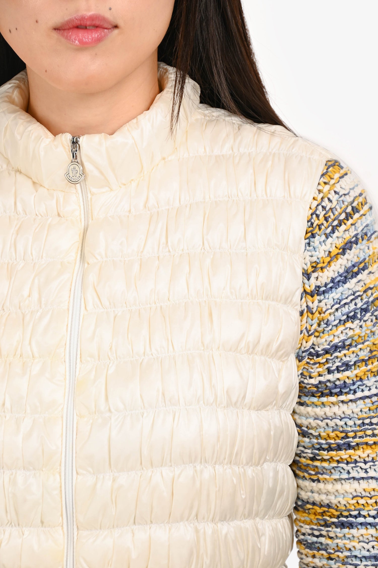Moncler White Lisedore Gilet Zip Up Down Vest Size 2