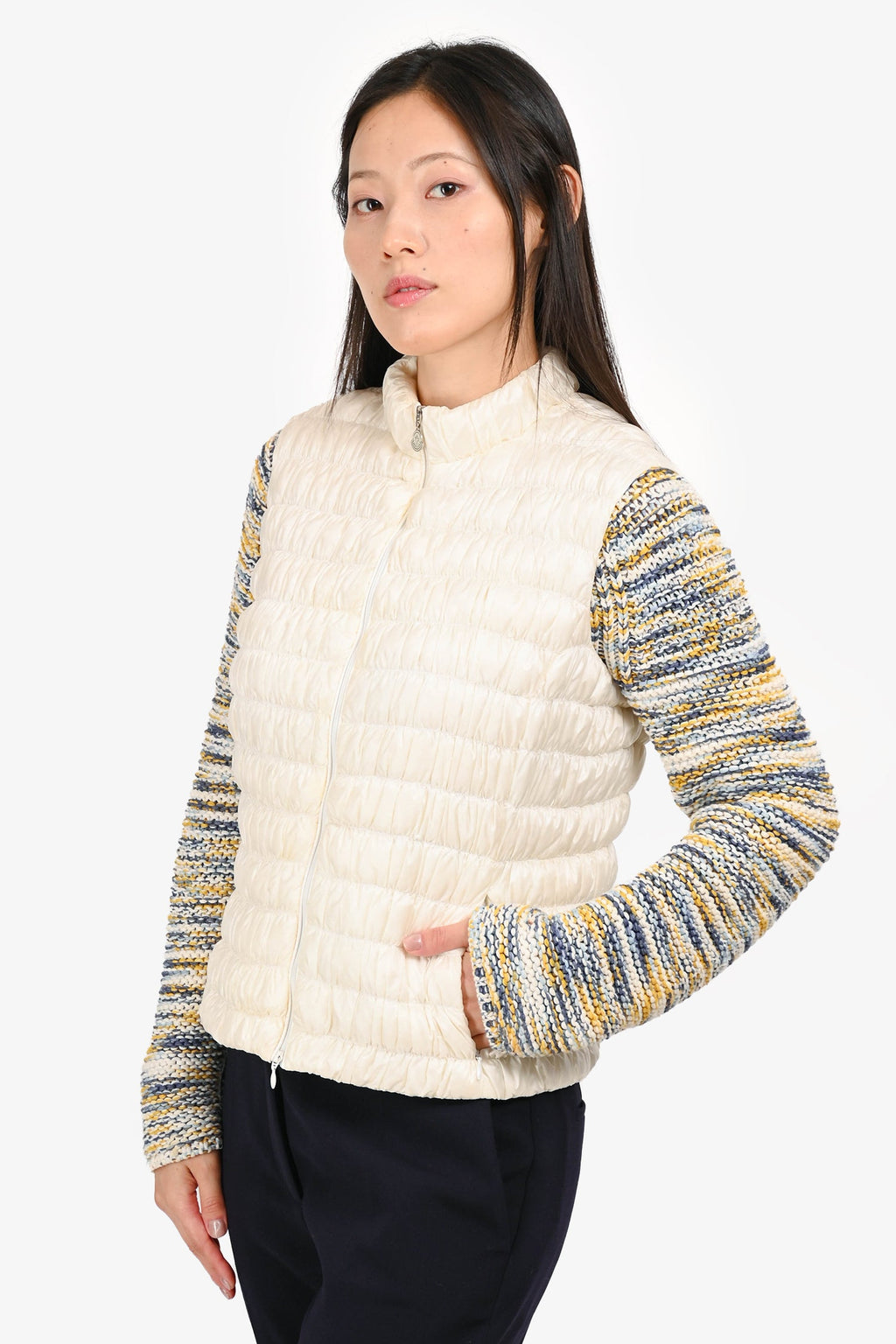 Moncler White Lisedore Gilet Zip Up Down Vest Size 2