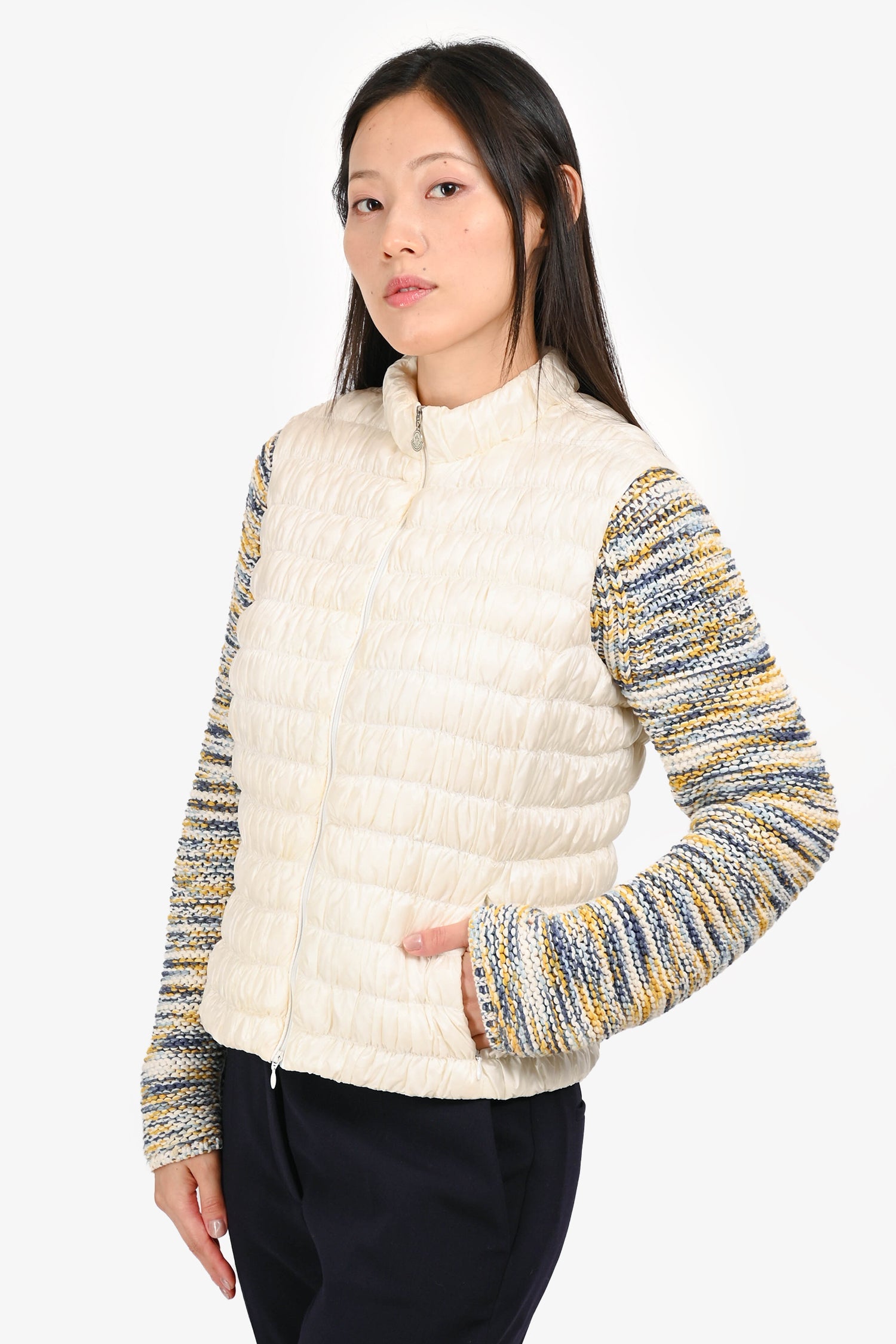 Moncler White Lisedore Gilet Zip Up Down Vest Size 2
