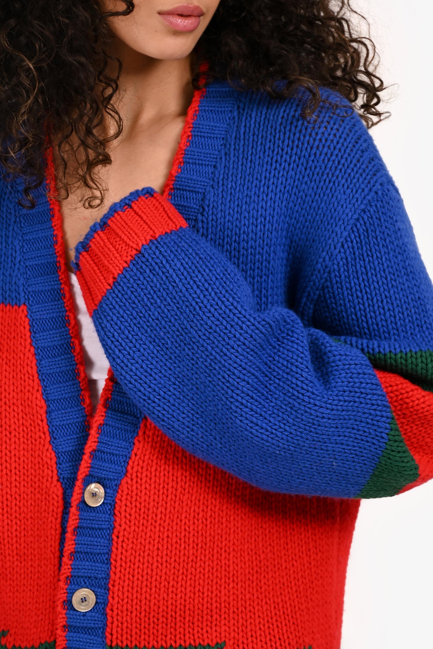 Gucci Blue/Green/Red Wool Colourblock igan Size S