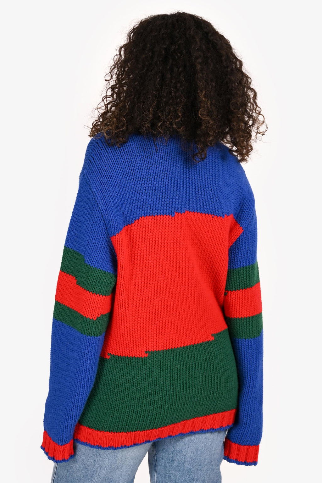 Gucci Blue/Green/Red Wool Colourblock igan Size S
