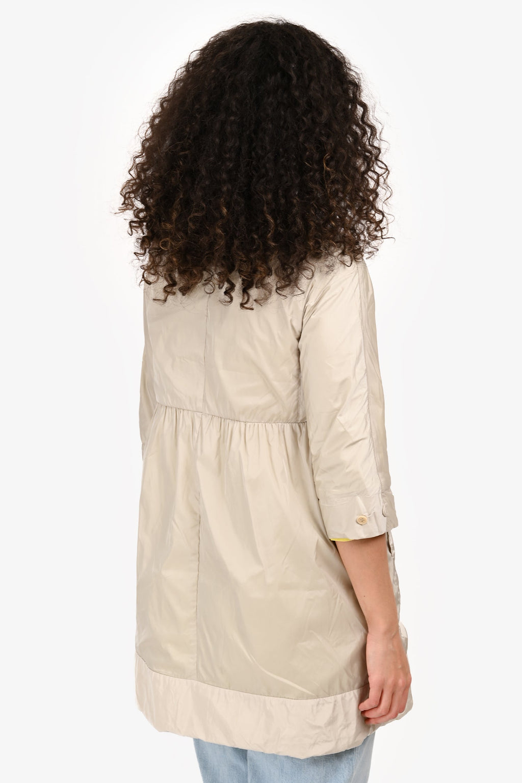S Max Mara Beige/Yellow Nylon Reversible 3/4 Sleeve Coat Size 2 US