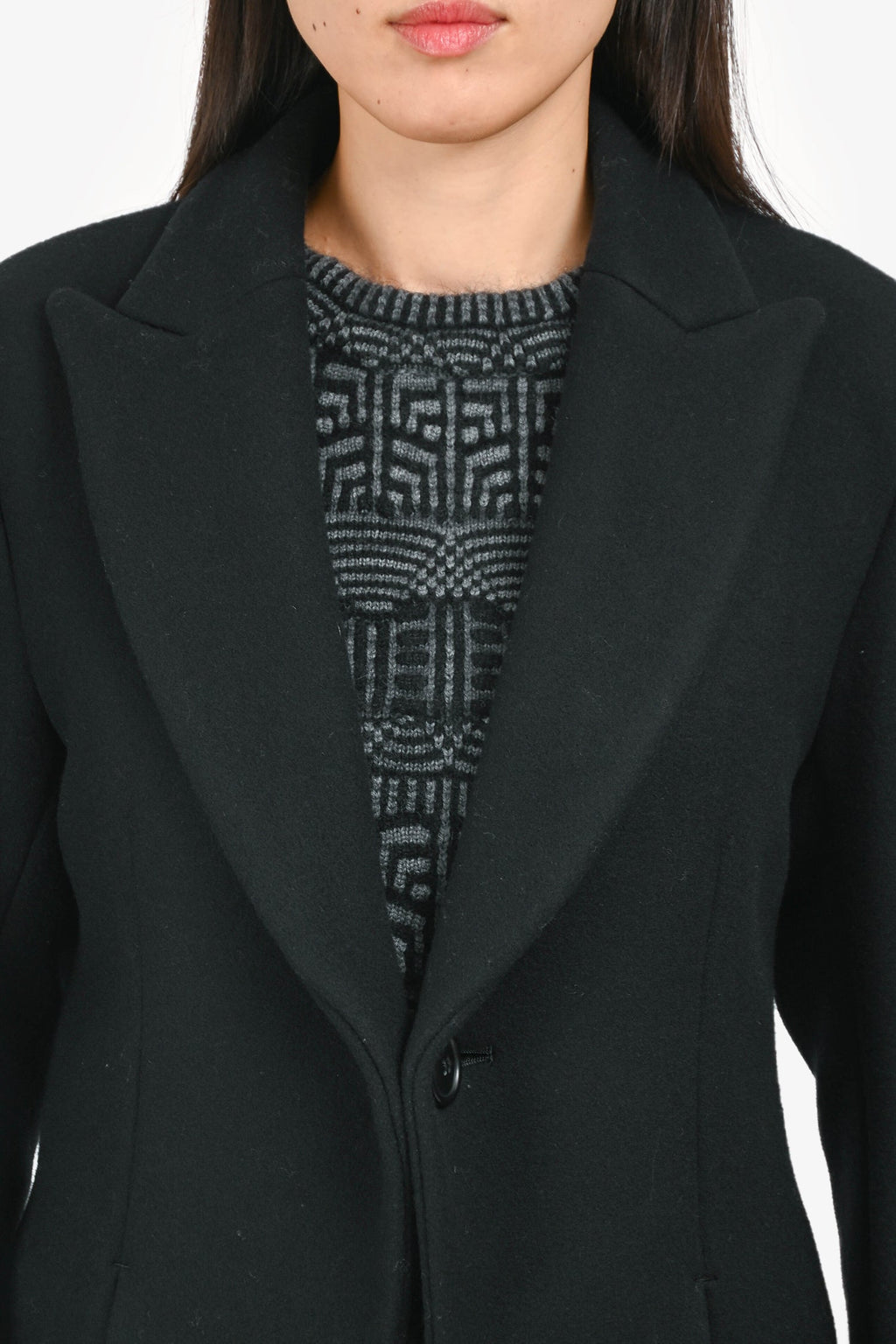 Yohji Yamamoto Wool/Silk Single Button Pleated Back Coat Size 2