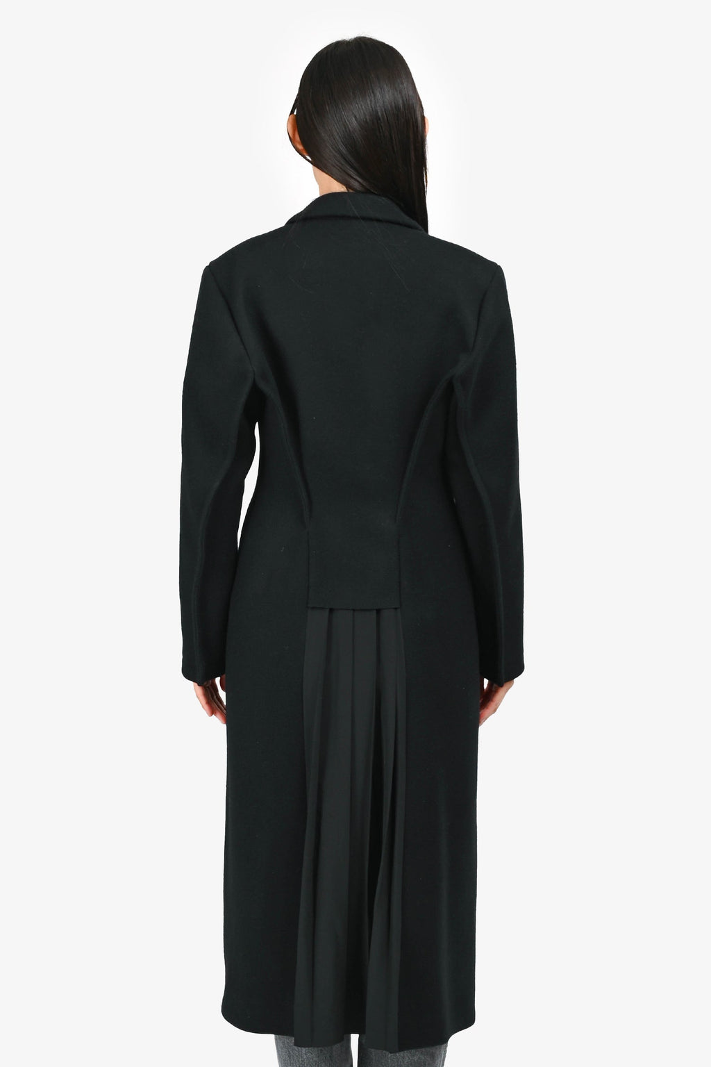 Yohji Yamamoto Wool/Silk Single Button Pleated Back Coat Size 2