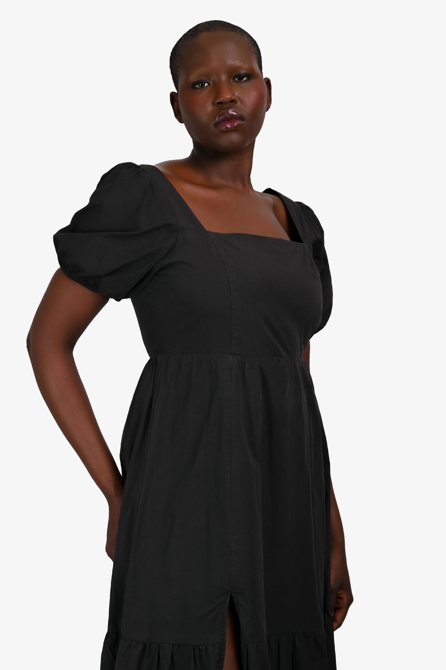 Aster the Label Black Cotton Short Sleeve Maxi Dress Size L