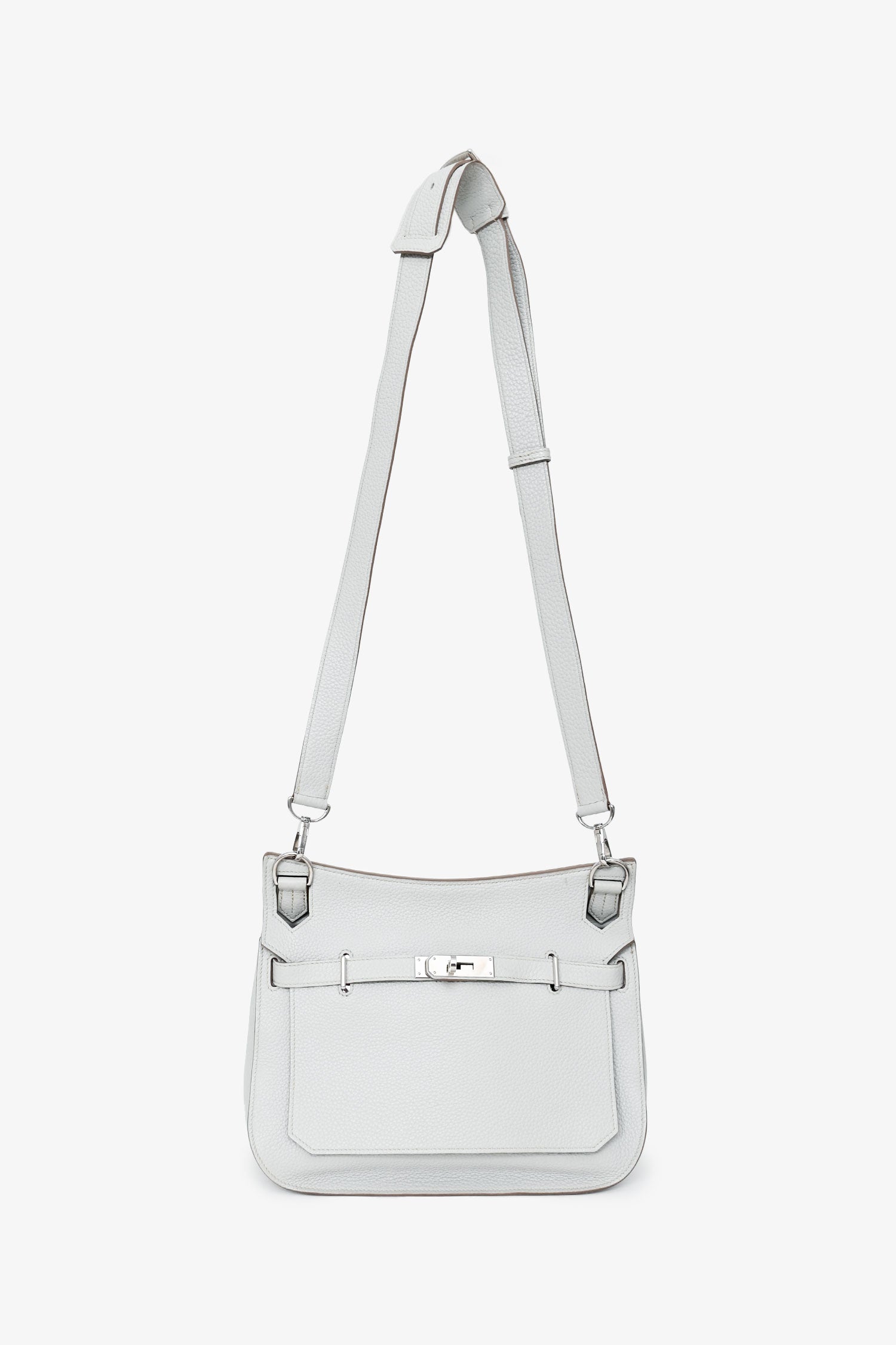 Hermès Light Grey Clemence Leather Jypsiere 28