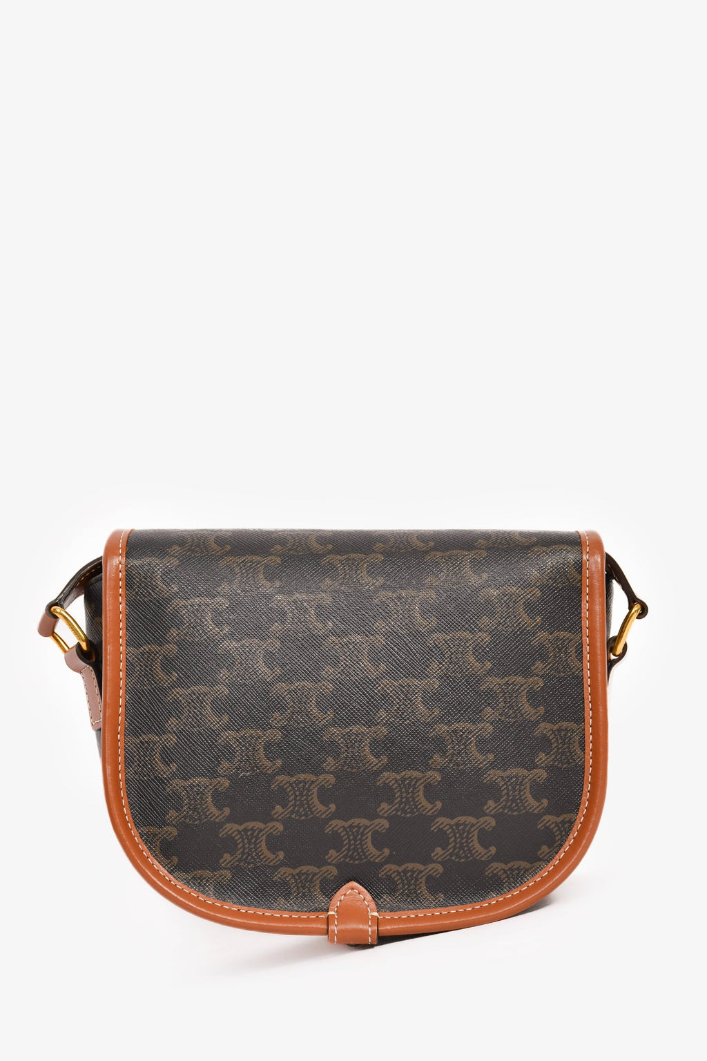 Celine Brown Triomphe Canvas/Leather Medium Folco Crossbody