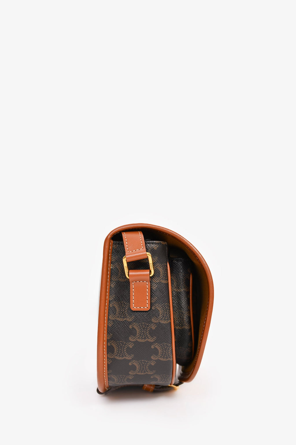 Celine Brown Triomphe Canvas/Leather Medium Folco Crossbody