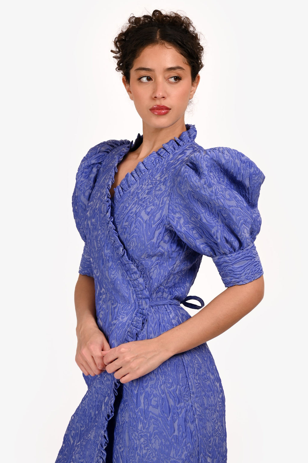 Ganni Purple Textured Wrap Dress Size 36