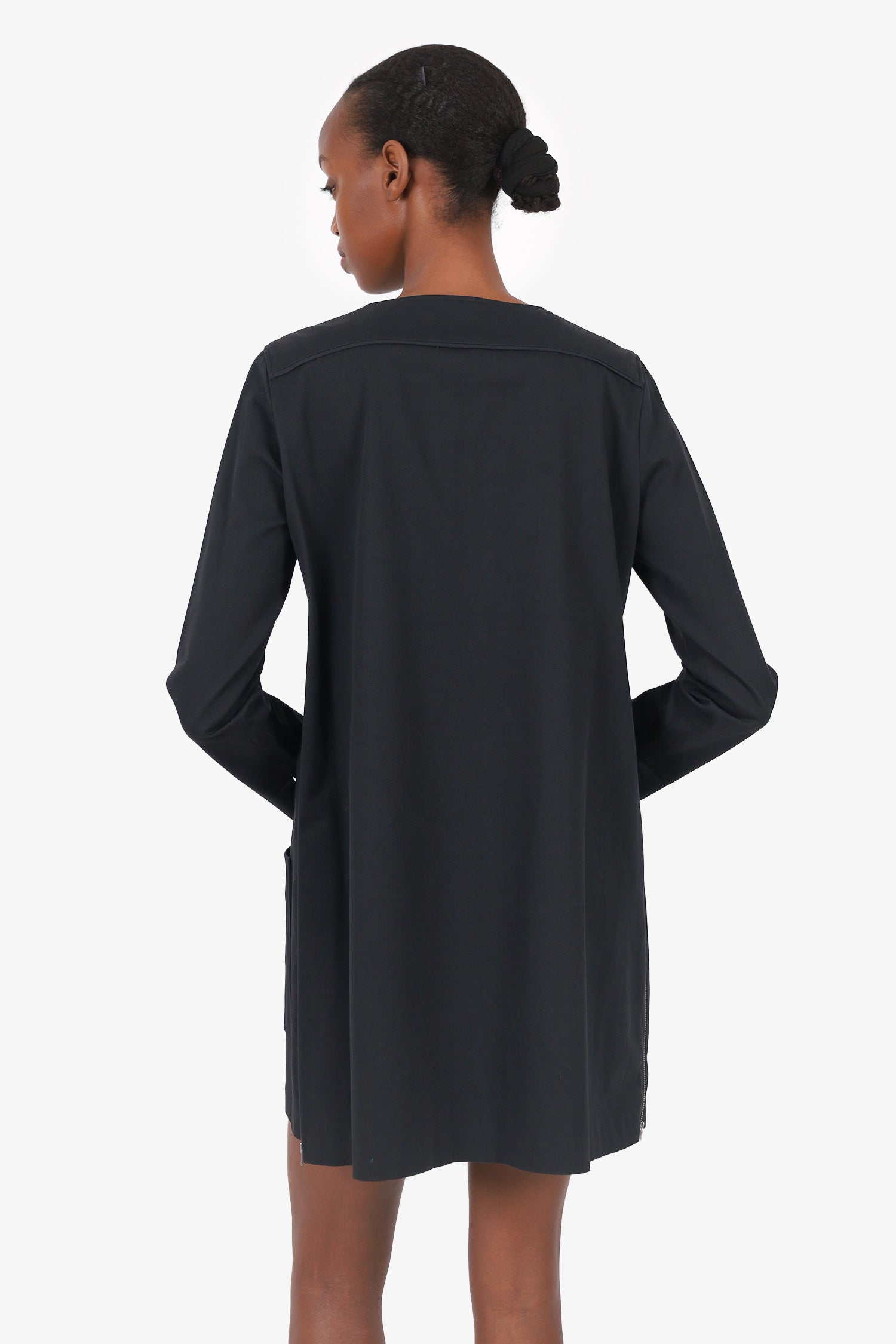 Maje Black Front Pocket/Zip Detail Mini Dress Size 2