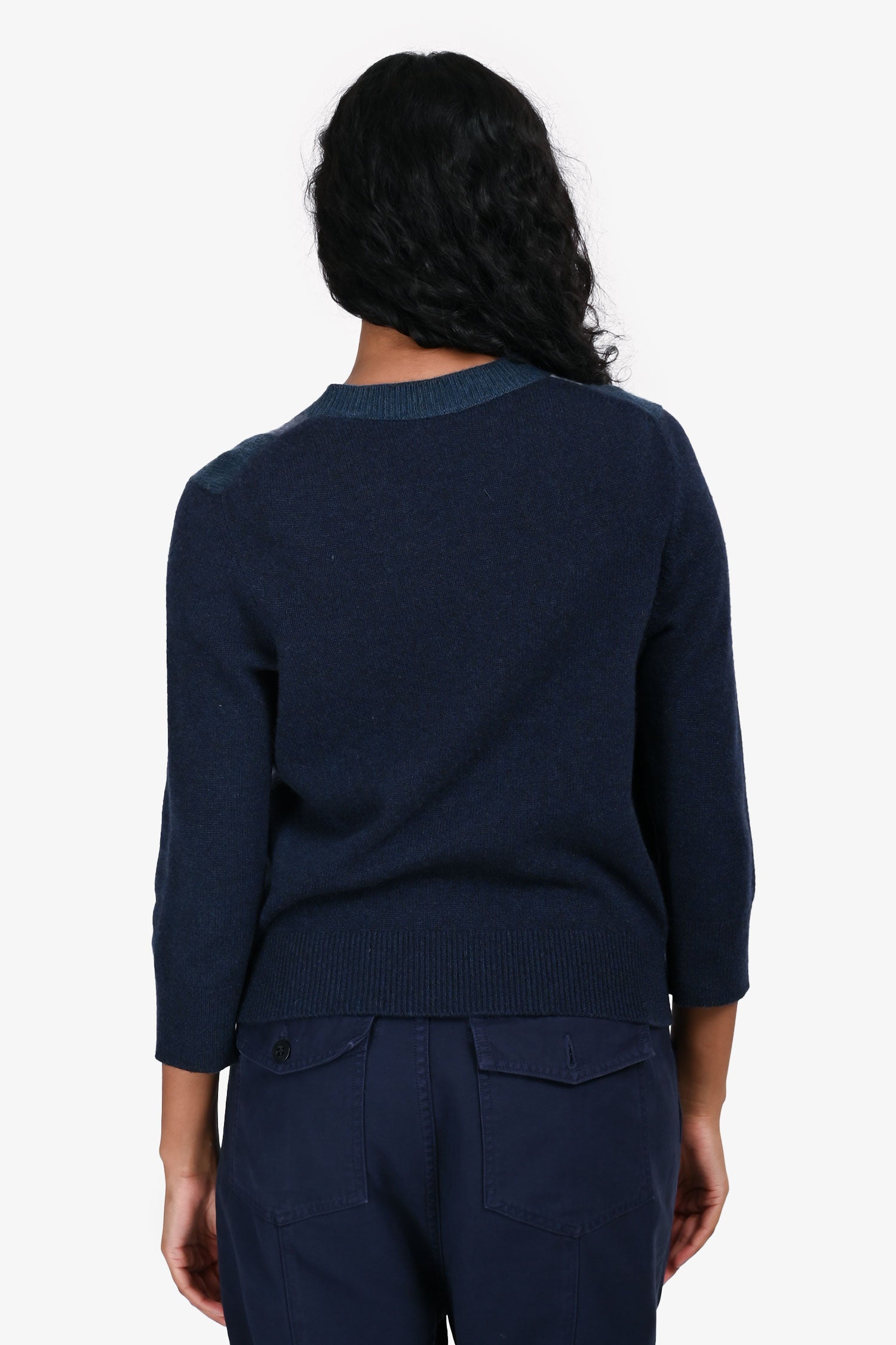 Pre-Loved Chanel™ Navy/Blue Cashmere Pattern igan Size 40