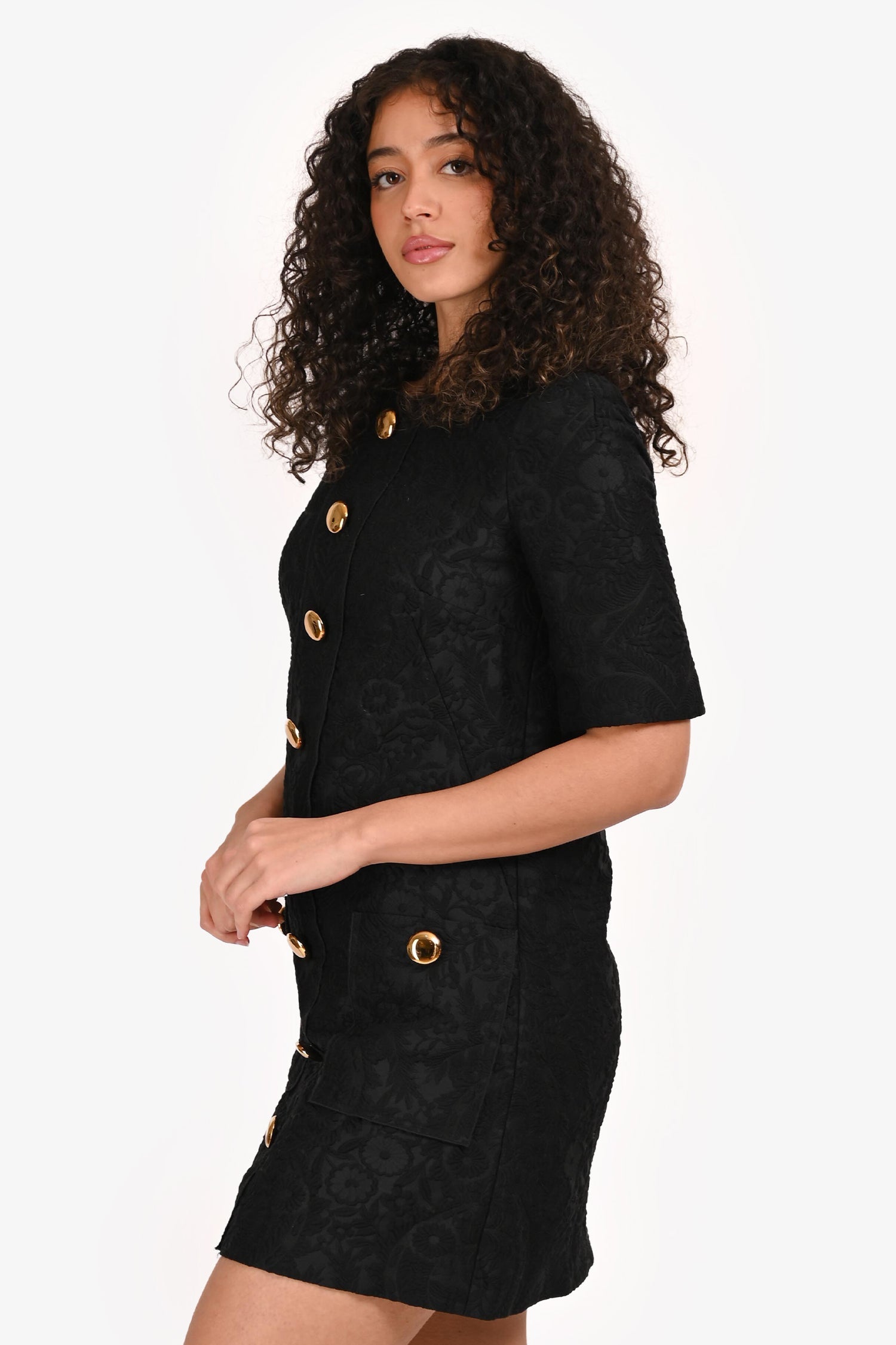Dolce & Gabbana Black Floral Pattern Short Sleeve Dress Size 38