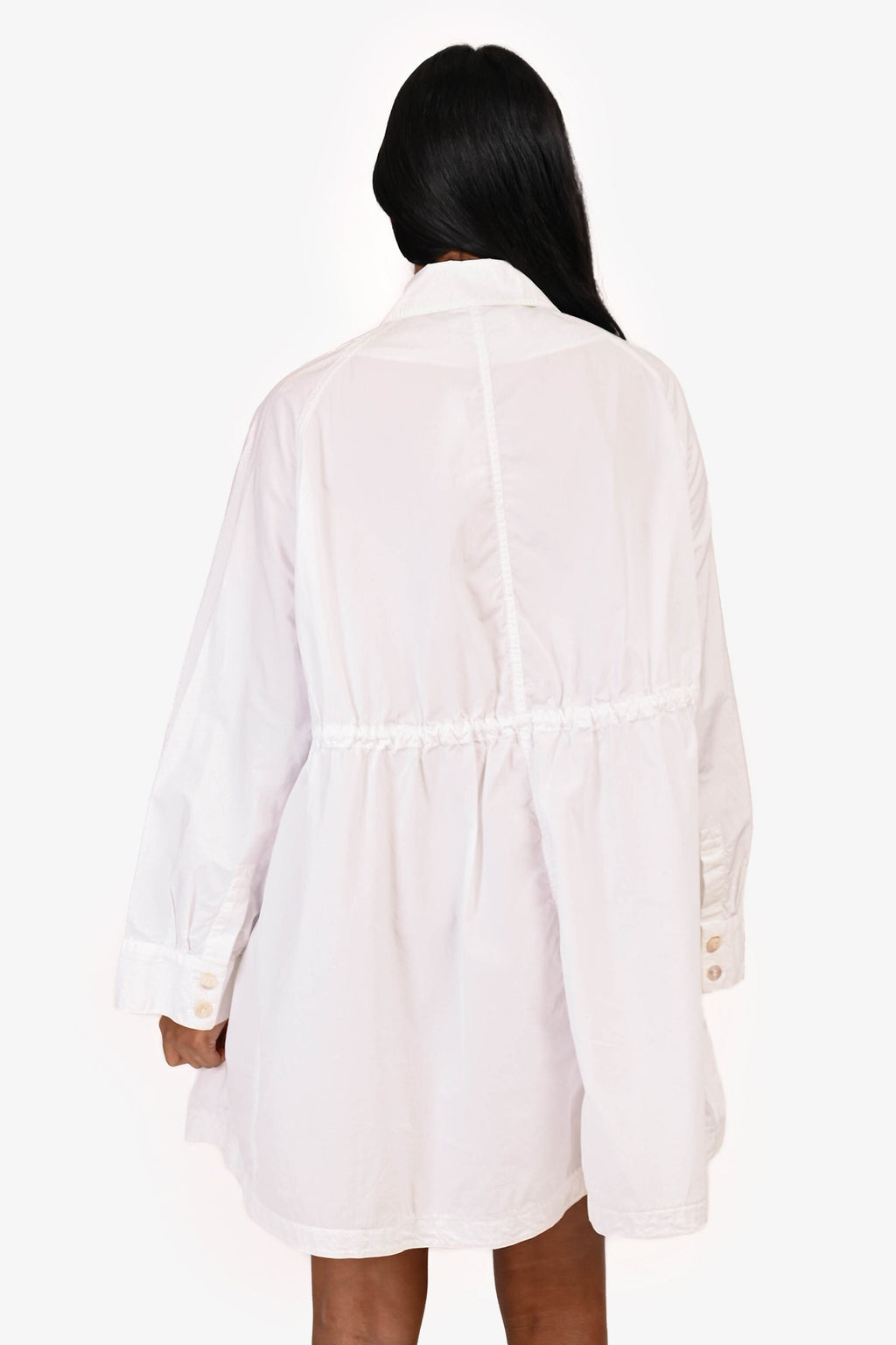 Mansur Gavriel White Cinch Waist Button Down Shirt Dress Size 38